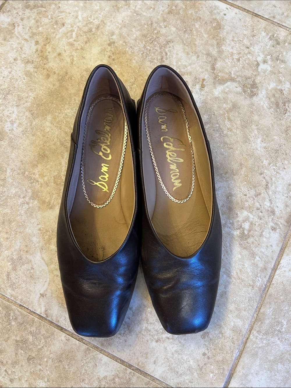 Sam Edelman Brown Leather Square Toe Flats